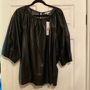 NWT faux leather Black Calvin Klein Blouse